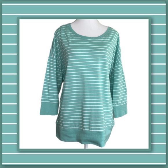 Christopher & Banks Mint Green Striped Dolman Top – Size XL Petite - Picture 1 of 4